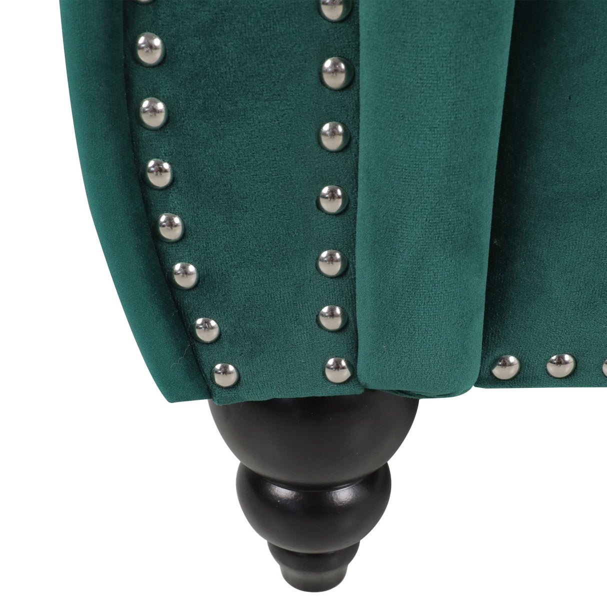 RARZOE 2 Pieces Living Room Furniture - Chesterfield Style Sofa Set with Nailhead Trim Scroll Arms, Green RARZOE