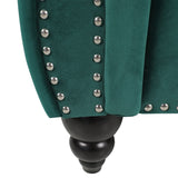 RARZOE 2 Pieces Living Room Furniture - Chesterfield Style Sofa Set with Nailhead Trim Scroll Arms, Green RARZOE