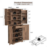 ACCOHOHO 72" Tall Kitchen Pantry, Farmhouse Storage Cabinet with Barn Doors, Organizer, Drawer and Adjustable Shelves, Rustic Wood Cupboard for Kitchen, Dining Room, Bathroom, Rustic Brown ACCOHOHO