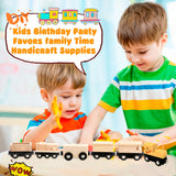 Hoarost 18 Pack Unfinished Wooden Cars Unpainted Magnetic Wood DIY Crafts Trains Car for DIY Craft Activities Birthday Gift (Color Set 2) Hoarost