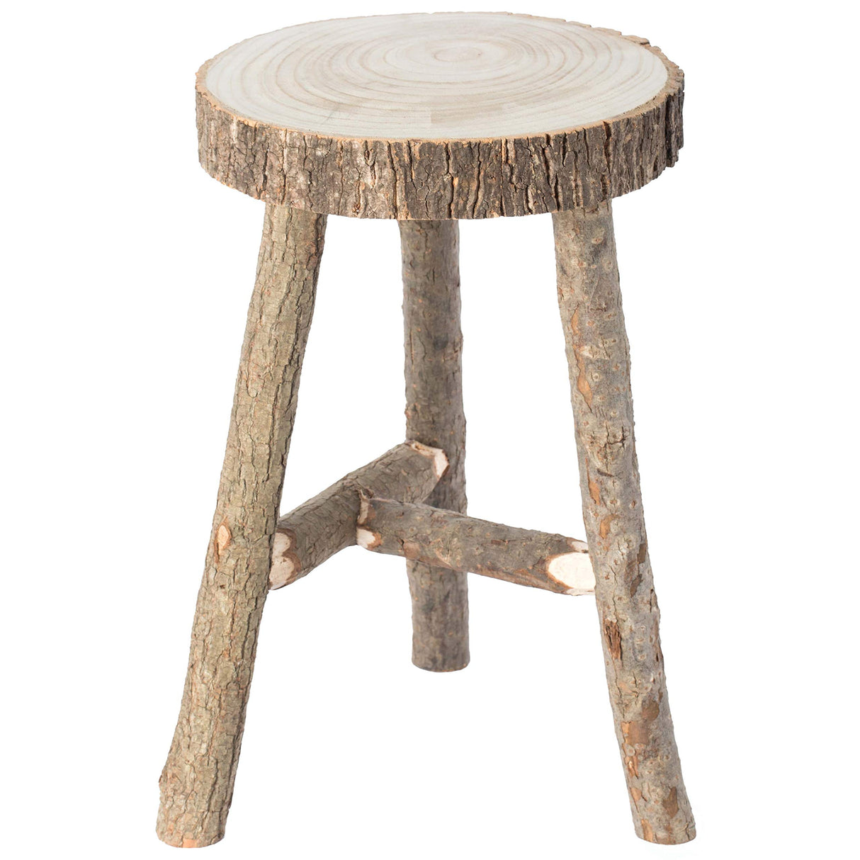 Decorative Antique Log Cabin Natural Wooden Accent Stool Side Table Vintiquewise
