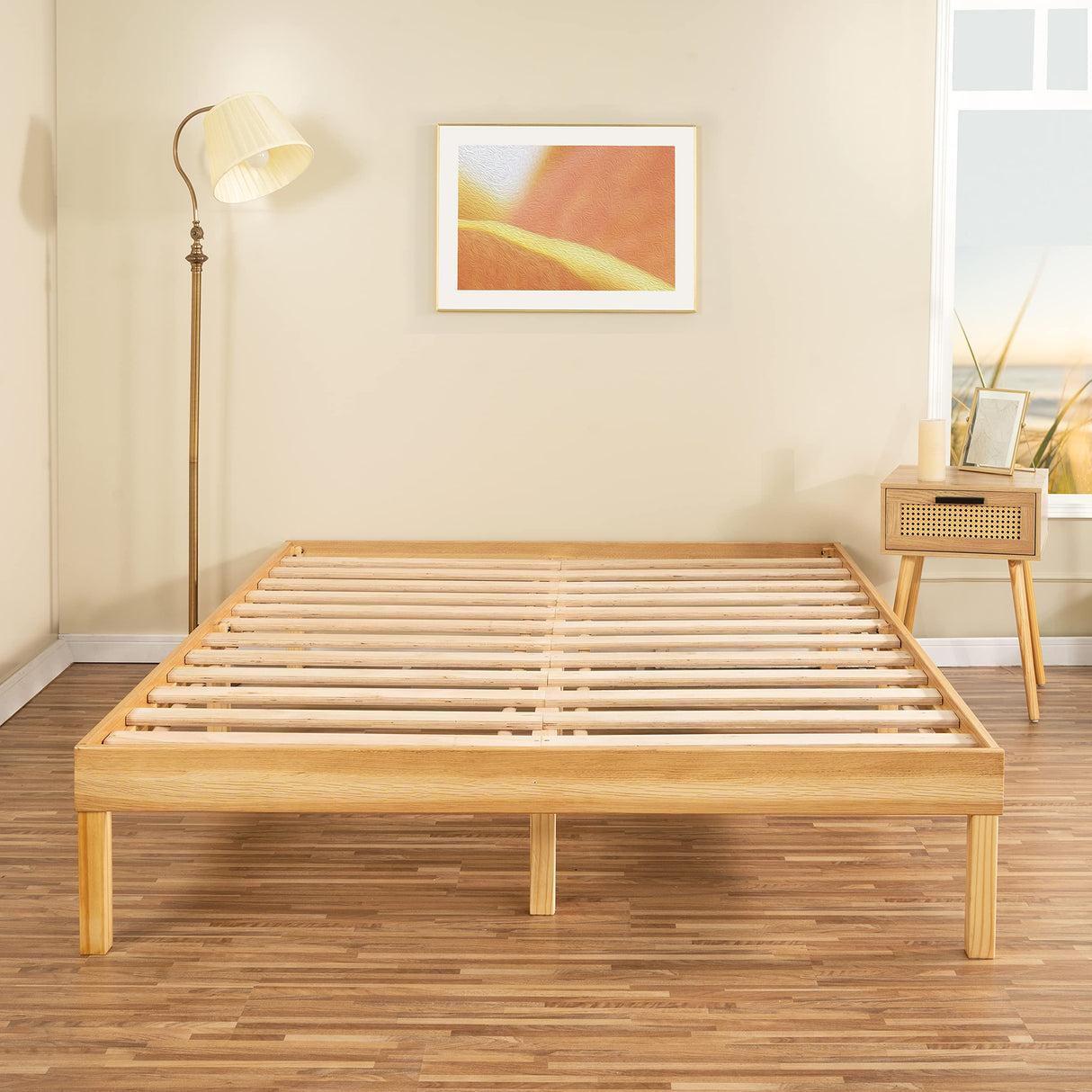 Naomi Home 14 Inch Pine Wood Queen Platform Bed Frame - Sturdy, No Squeak Design, No Box Spring Needed Naomi Home