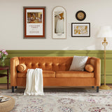 Dreamsir 78'' W Velvet Sofa, Mid-Century Love Seats Sofa Furniture with Bolster Pillows, Button Tufted Couch for Living Room, Tool-Free Assembly (Ginger) Dreamsir