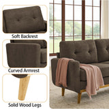 Japovker 67.7" Mid-Century Modern Loveseat Sofa, 2-Seat Mini Upholstered Love Seat Couch, Comfy Small Couch with Wooden Legs and Tufted Back for Living Room Bedroom Office Apartment(Brown) Japovker