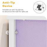 DWVO Dresser with 4 Drawers - Storage Tower Unit, Dresser for Bedroom, Living Room, Closets - Sturdy Steel Frame, Wooden Top & Easy Pull Fabric Bins, Purple DWVO