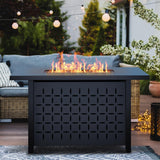 Vongrasig 43 inch Gas Fire Pit Table, 50,000 BTU Outdoor Rectangular Propane Firepit Table with Lid, Lava Rock, 2 in 1 Firepit Table for Outside, Patio, Deck, Garden, Backyard Vongrasig