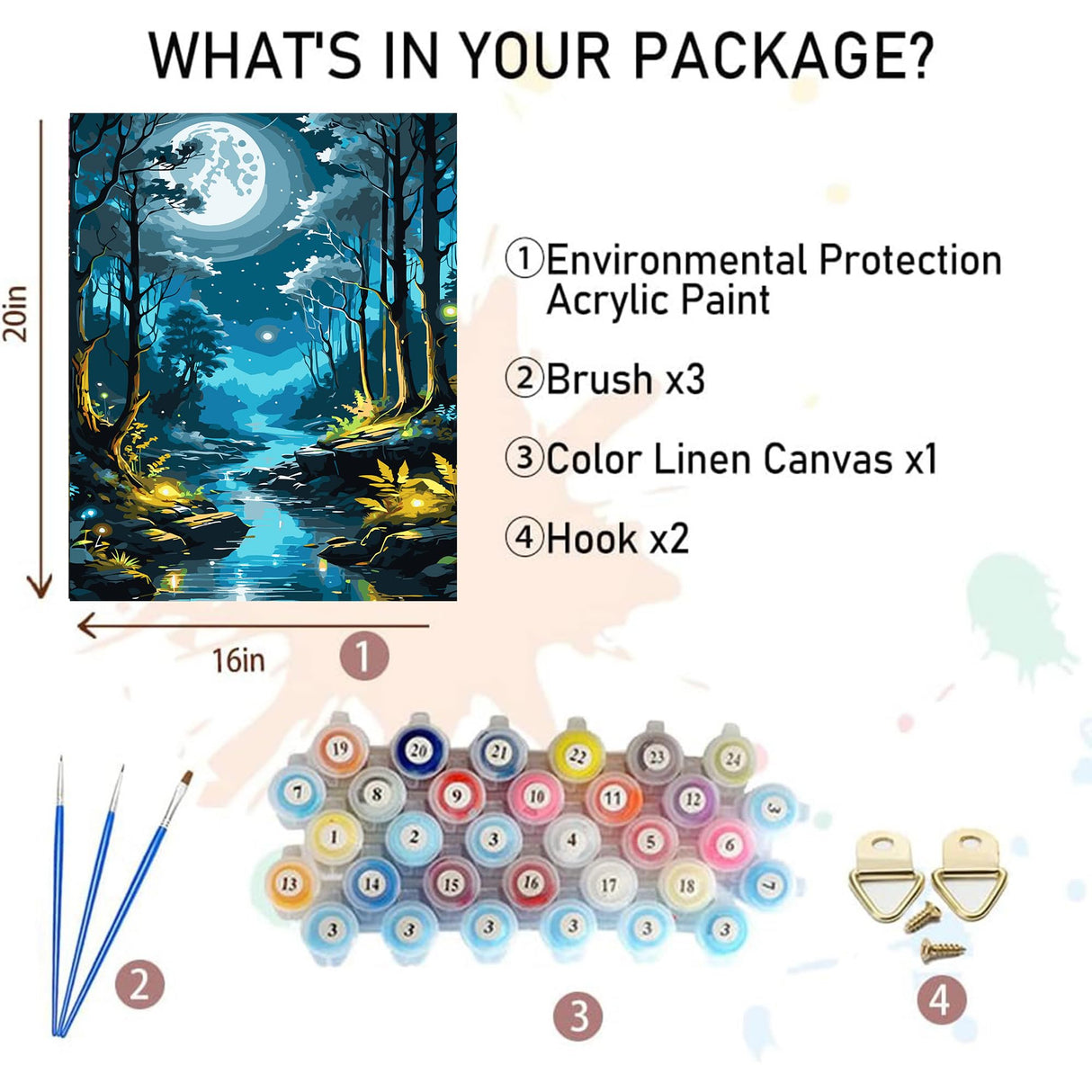 xackcme Moon Paint by Numbers for Adults - Landscape Paint by Number on Canvas Without Frame, DIY Forest Scenery Oil Painting for Gift Home Wall Decor (16x20 inch) xackcme