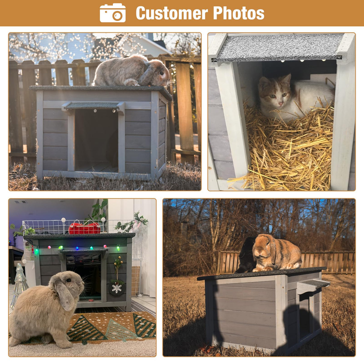 Outdoor Cat House Feral Cat Enclosure, Small Pet House Bunny Cage Outside, Rainproof Cat House GUTINNEEN