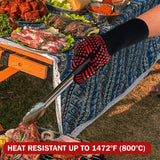BBQ Gloves, Dakiwin Heat Resistant BBQ Gloves(1472°F), Silicone Non-Slip Oven Gloves, Grill Gloves Heat Proof for Men/Women, Oven Gloves with Fingers for Kitchen Cooking,Grilling Dakiwin