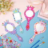 XJWWHZ 12 Pack Wooden Mirror Craft for Kids, DIY Princess Mirrors for Girls, Paint Wooden Hand Mirror for Art Activities XJWWHZ