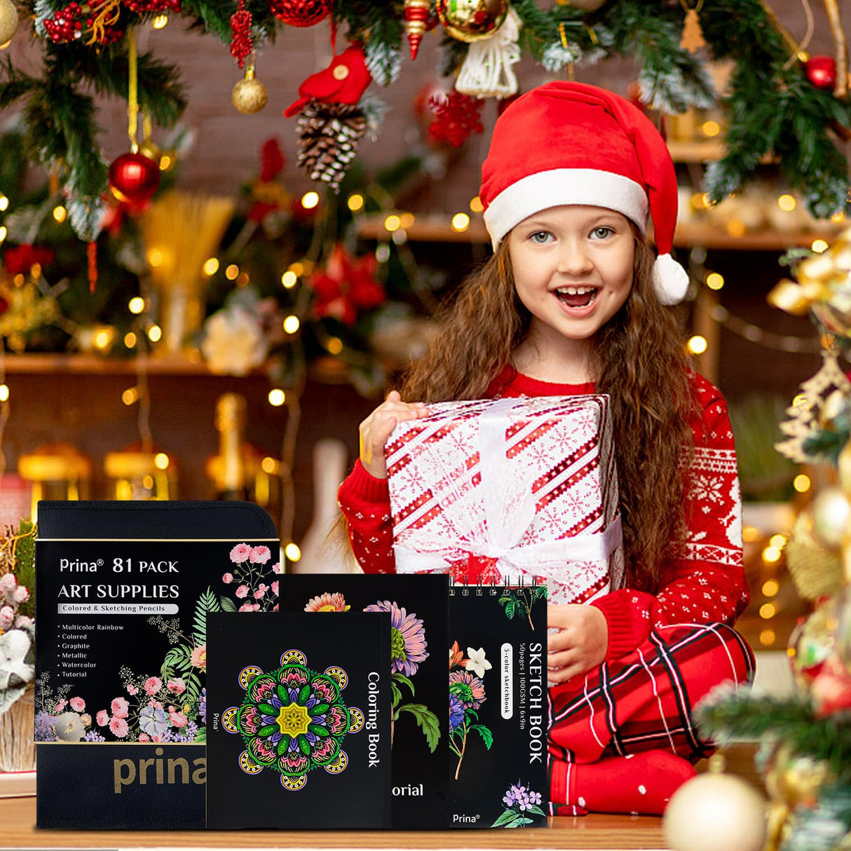 PRINA 81 Drawing Set Sketching Kit, Pro Sketch Stuff Art Supplies with Rainbow, Colored, Graphite, Watercolor, Metallic, Charcoal Pencils, Sketchbook, Coloring Book, Gift Case for Artists Adults Kids PRINA