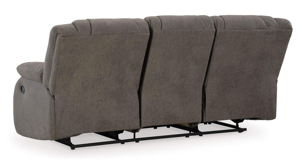 Signature Design by Ashley First Base Contemporary Faux Leather Manual Reclining Sofa, Gray Signature Design by Ashley