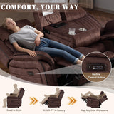 Zero Gravity Power Recliner Sofa Couch – Electric Reclining Sofa with Drop Down Table & Wireless Charging, 3 Seater Dual Reclining Couch with Adjustable Headrests for Living Room (Velvet, Brown) CALIVIA