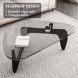 Modern Glass Coffee Table, Mid Century Small Coffee Table, Coffee Table for Living Room,Suitable for Bedroom Living Room Reception Office Tables (Black/Transparent, Small) LZYFY