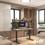 kowo Electric Height Adjustable Standing Desk with Drawer, 55" Home Office Wooden Computer Desk Ergonomic Memory Control Workstation Sit Stand Desk, Grey Oak/Black kowo