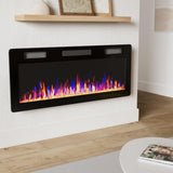 Vitesse 60 inch Ultra-Thin Electric Fireplace in-Wall Recessed and Wall Mounted Fireplace Heater,Linear Fireplace with Multicolor Flame,Timer,Low Noise,750/1500W,Touch Screen & Remote Control(60’’) VITESSE