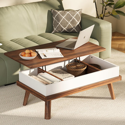 Meilocar Wood Coffee Table, Lift Top Coffee Table with Hidden Compartment, Coffee Table for Living Room Reception Room, 39.4in L, Walnut - WoodArtSupply