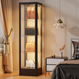 Desirable Life Glass Display Cabinet with 13-Color Light, 63" 4-Tier Curio Cabinet with Glass Door & Lock, Lighted Display Case with Adjustable Shelves for Collectibles Figures Trophy (Black) Desirable Life