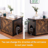 DWANTON Cat Litter Box Furniture Hidden, Cat Litter Box Enclosure, Reversible Entrance Can Be on Left or Right Side, Indoor Cat Box Cabinet, Wooden Cat Washroom, End Table, Nightstand Dwanton