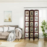 SZQINJI 3 Panel Photo Room Divider Screen, Solid Wood Divider for Room Separation for 8x10 Picture Frame Without Mat for 5x7 Photo with Mat, Walnut SZQINJI