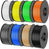 JAYO PLA+ Filament Bundle 1.75mm, 3D Printer Filament Bundle Multicolor, Individually Vacuum Packed, 250g Spool, 8 Pack, 2KG in Total, Black+White+Grey+Blue+Green+Orange+Yellow+Burlywood Color JAYO
