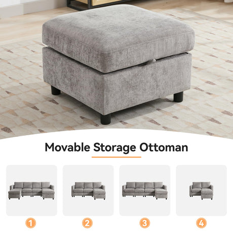 WUTUTUEE 58”Modular Sectional Loveseat Sofa, Modern Love Seat 2 Seater Sofa Couch with Storage, Chenille Modular Sectional Couch for Living Room, Bedroom, Office, Small Apartment, Light Grey WUTUTUEE