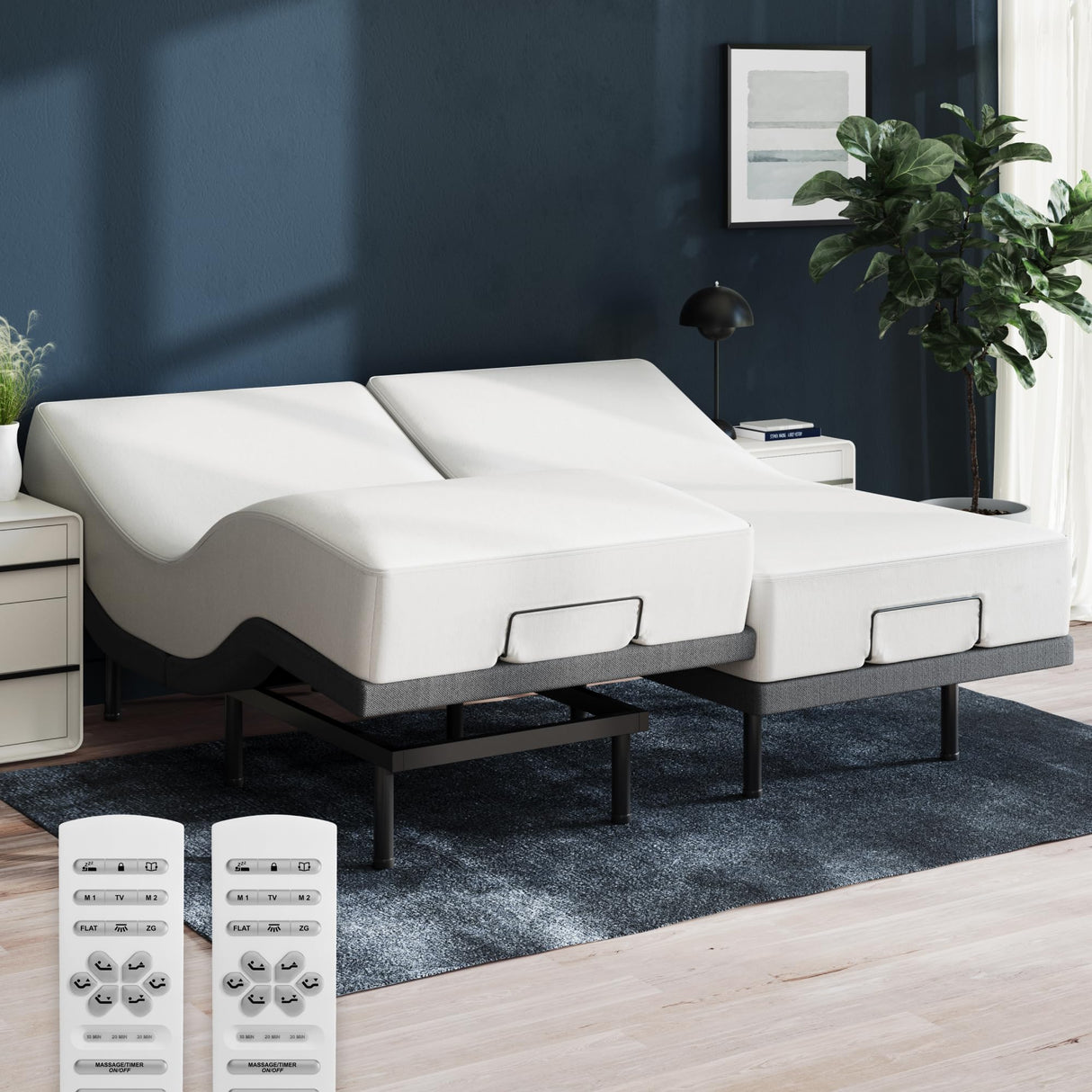 Nectar Split King Adjustable Base & 12” Mattress (New Version) - Head & Foot Incline - Medium Firm Memory Foam - Cooling Top Layer - 3 Massage Settings - 365-Night Mattress Trial & Forever Warranty Nectar