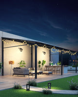 GarveeLife 12'x 20' Lean to Gazebo, Hardtop Wall Pergola with Polycarbonate Roof, Aluminum Frame Mounted Gazebo for Lawn Patio Deck Yard and Party Garveelife