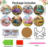8 Pcs Diamond Art Coasters Kits - All Season Diamond Painting Coasters with Holder Cork Pads DIY Truck Art Dots Painting Set for Adults Beginners Crafts Meothan