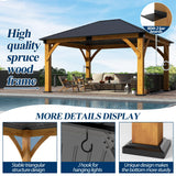 COVERONICS 13FT x 15FT Outdoor Spruce Wood Gazebo - Patio Wooden Frame Gazebo with Galvanized Steel Roof, Heavy-Duty Hardtop Gazebos for Garden, Poolside, Deck, Backyard COVERONICS