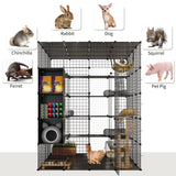 YITAHOME Cat Cage Indoor Large with Storage Cube DIY Outdoor Catio Cat Enclosures Metal Cat Playpen with Hammock Platforms for 1-4 Cats 5 Tiers Cat Kennel YITAHOME