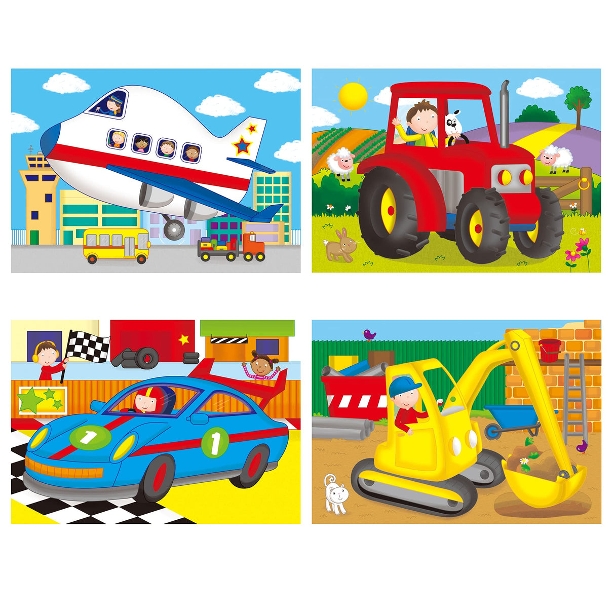 Galt Toys, 4 Puzzles in a Box - Vehicle Themed, Multi Sized/Piece Puzzles, Ages 3 Plus Years Galt