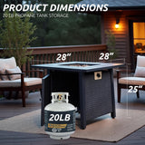 NIGOME Propane Fire Pit Table,Out Door Fire Pits & Fireplaces,Gas Fire Pit with Lid and Lava Rock.Square Black Fire Pit Table on Patio Deck & Garden Backyard. (Raven‌ Black, 28-inch) Nigome