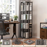 Aheaplus 360° Rotating Corner Bookshelf in Grey Oak - Stylish Space-Saving Bookcase for Small Areas Aheaplus