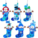 Winlyn 24 Sets Christmas Craft Kits Winter Crafts DIY Snowman Stocking Ornaments Decorations Snowman Snowflakes Foam Stickers Arts and Crafts for Kids Classroom Art Activities Holiday Party Favors Winlyn