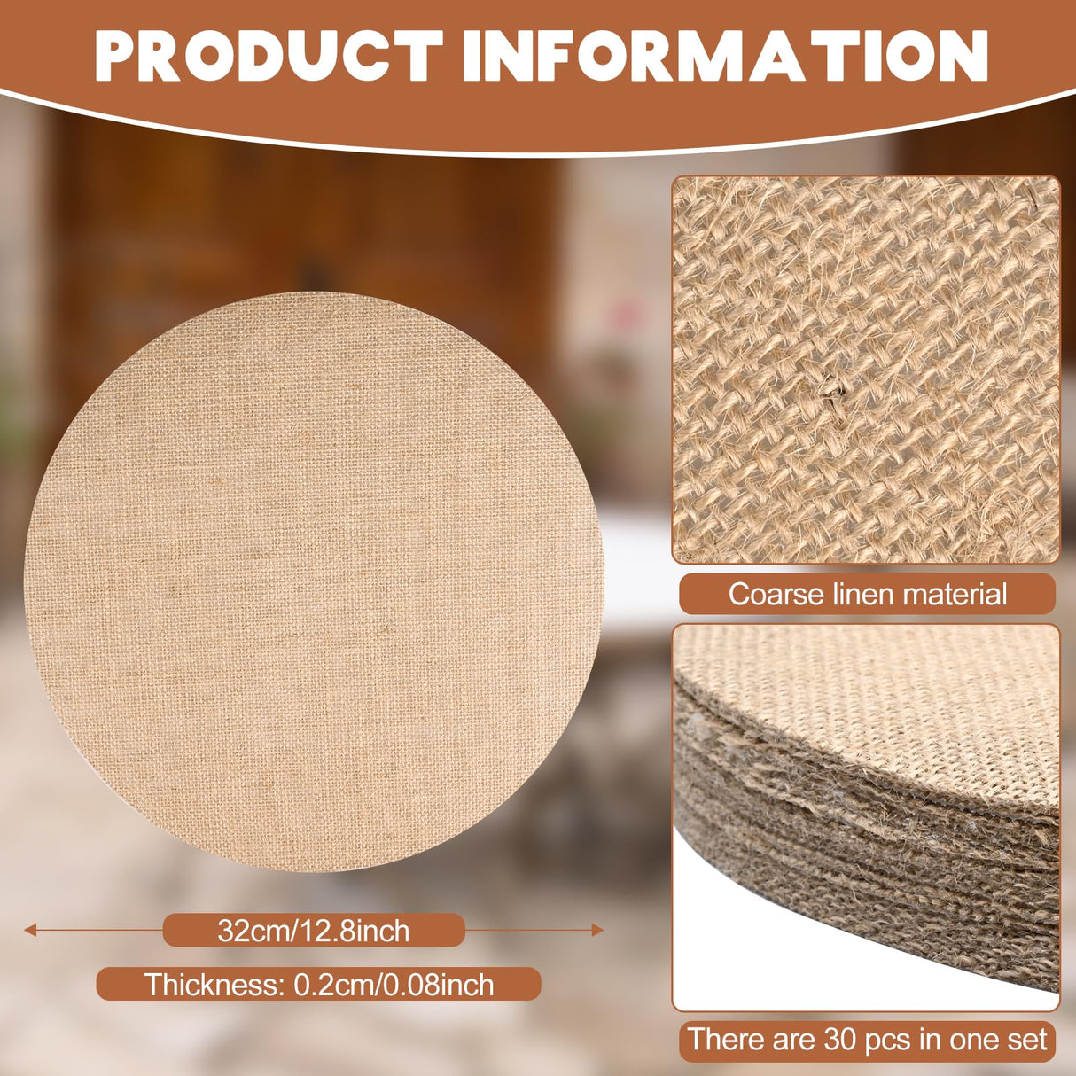 Round Burlap Placemats Set of 30 Boho Braided Table Mats Rustic Farmhouse Woven Placemat Brown Circle Heat Resistant Jute Placemats for Wedding Party Kitchen Dining Table Decor - 12 Inch MAKCNMYM