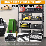 FinerFurnis Heavy Duty 5-Tier Garage Shelving Unit 2500 Lbs Capacity Adjustable Metal Storage Shelves Industrial Utility Rack 48x18x72 Inch Durable and Storage Solution for Garage and Workshop FinerFurnis