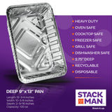 Aluminum Pans 9x13 Disposable Aluminum Foil Pans [30-Pack] Large Baking Pan Trays - Heavy Duty Tin Tray Half Size Chafing Dishes. Food Containers for Roasting, Cooking, Heating or Steam Table Stack Man