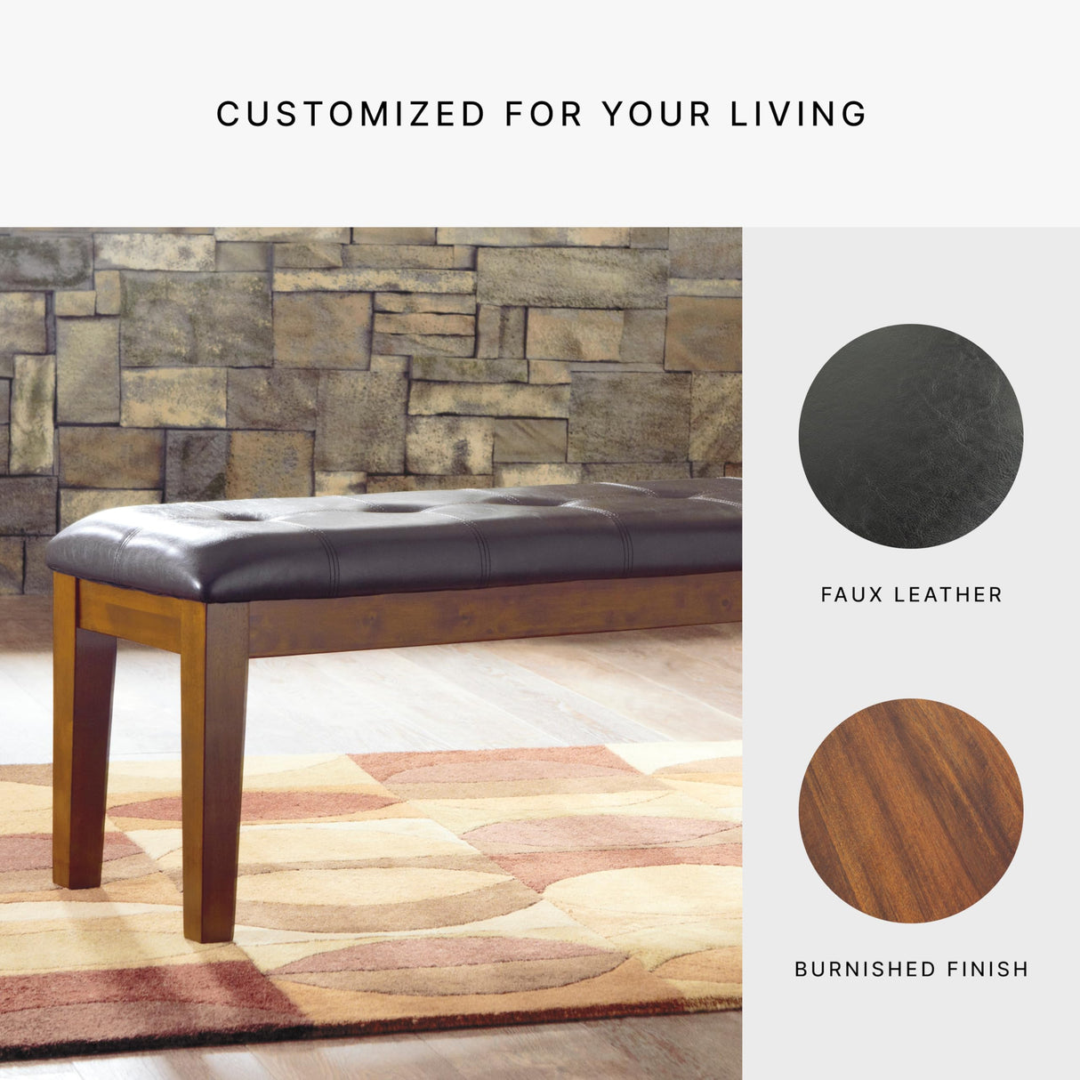 Signature Design by Ashley Ralene Tufted Upholstered Dining Room Bench, Medium Brown Signature Design by Ashley