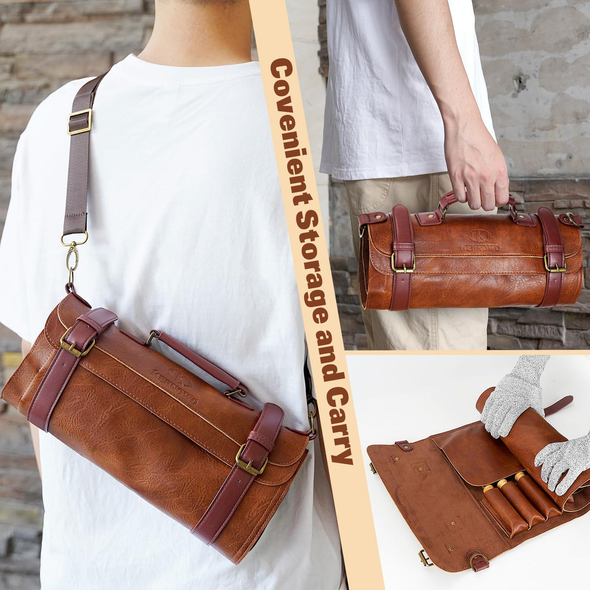 Wood Carving Kit, 20Pcs Wood Carving Tools with PU Leather Storage Bag, Wood Whittling Kit with 3Pcs Chisels & 8Pcs Whittling Knives & 5 Detail Carving Knives for Beginners and Enthusiasts K KERNOWO