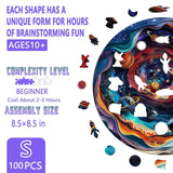 Wooden Puzzles for Adults - Flat Puzzle with 3D Visual Effect Universal Puzzle, Unique Shape Puzzle, Wooden Jigsaw Puzzles for Adult, Wood Puzzles Adult, Good Gifts Ideas (S-8.5 * 8.5in-100 Pcs) Pijesaksa