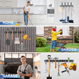 ZONGOOL 2 Pack Broom Holder Wall Mount, 4 Racks and 5 Hooks Mop Hanger Wall Mount Broom Organizer Stainless Steel Heavy Duty Garage Tool Racks for Home Kitchen Garden Laundry (Black) ZONGOOL