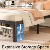 FUIOBYVV Queen Bed Frame with Round Corner Edge Legs 18 inch High 3500 lbs Heavy Duty Metal Platform Bed Frame Queen Size No Box Spring Needed/Non-Slip/Steel Slat Support/Noise Free FUIOBYVV