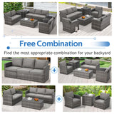 U-MAX 7 Pieces Outdoor Patio Furniture Sets w/Two Storage Boxes, Outdoor Conversation Set All-Weather PE Wicker Sectional Sofa Patio Sofa for Garden, Backyard, Deck, Grey Rattan& Grey Cushions U-MAX