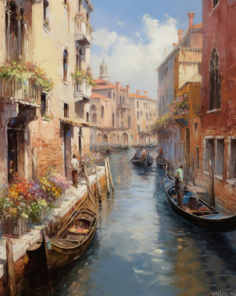 VNUIEHG DIY Paint by Numbers for Adults Beginner, Romantic Venice Water City, Adult Crafts Adults' Paint-by-Number Kits, Room Decor Gift for Birthday Festival (16x20 inch,No Frame) VNUIEHG