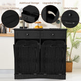 OUTGUAVA Double Tilt Out Trash Cabinet Kitchen Trash Bin Cabinet Recycling Trash Cabinet with Hideaway Drawers, 2x13 Gallons Pet Proof Trash Can Cabinet for Kitchen Living Room, Dark Black OUTGUAVA