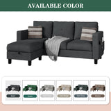 JAMFLY Sectional Sofas Couches for Living Room, L Shaped Couch with Storage Sofa Set, Small Couches for Small Spaces with Movable Ottoman, Black JAMFLY