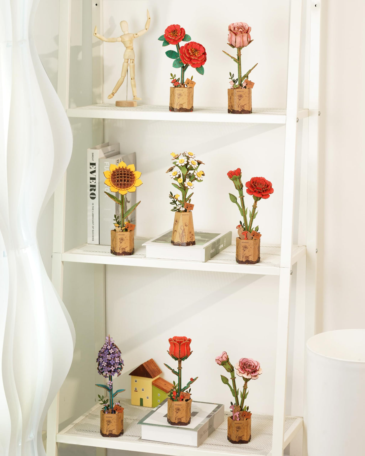 rowood 3D Puzzle Wooden Flower,DIY Flower Building Block Set Craft Kit for Kids,Mother's Day/Valentine's Day/Teacher's Day/Thanksgiving/Christmas/Birthday Gift for Mom/Grandma-Chamomile rowood