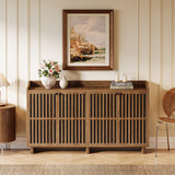 Tribesigns Sideboard Buffet Cabinet, 55-inch Farmhouse Kitchen Storage Cabinet with 4 Doors and Adjustable Shelves, Wood Credenzas Coffee Bar Cabinet for Living Room, Dining Room, Rustic Brown Tribesigns