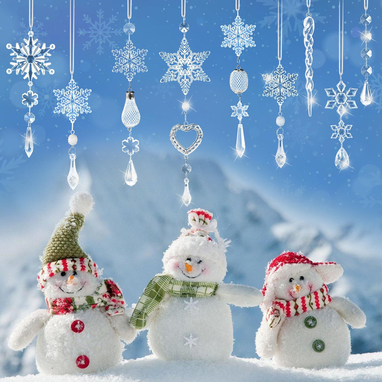 Crystal Ornaments Christmas Tree Decorations - 21pcs Christmas Tree Ornaments Sparkling Dazzling Festival Party Decoration Crystal Snowflake Design Hanging Ornament Holiday Season Home Decor Lapogy